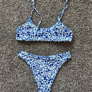 Blue Leopard Print Bikini Set - Never Worn